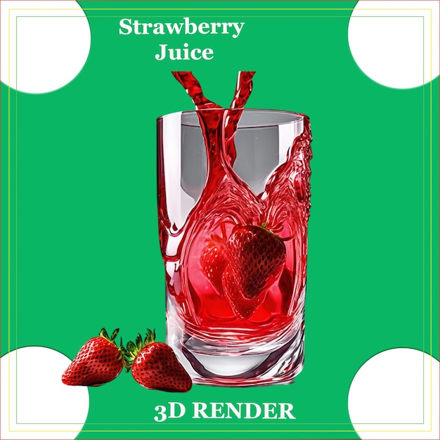 Strawberry Juice Milk Shake with white transparent background