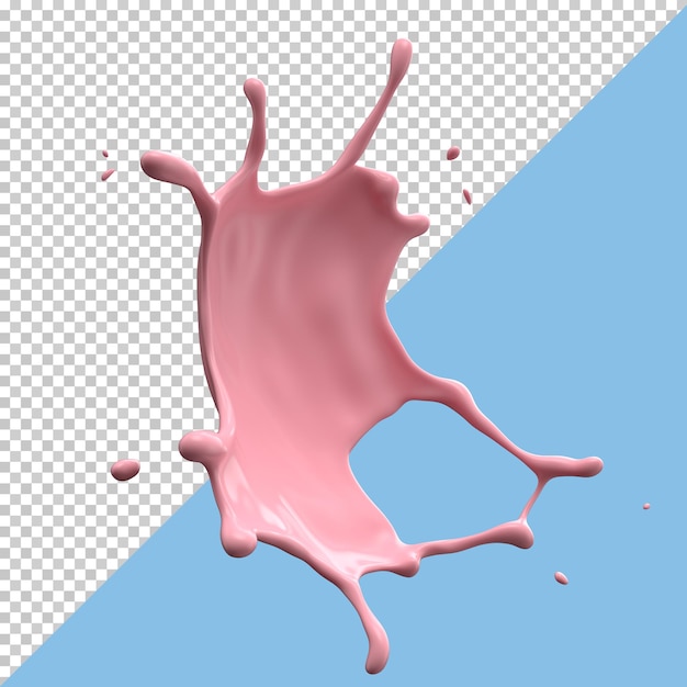 Strawberry milk splash isolated pack liquid or Yogurt splash, Include clipping path. 3d illustration.