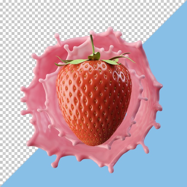 Strawberry milk splash isolated pack liquid or Yogurt splash Include clipping path 3d illustration