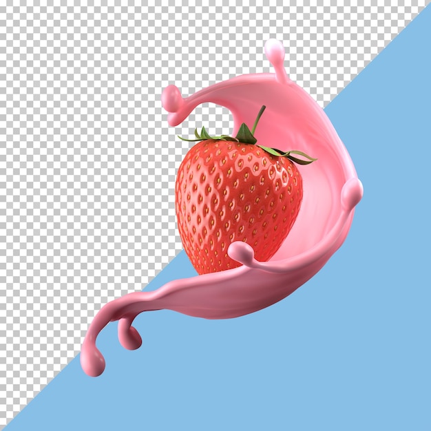 Strawberry milk splash isolated pack liquid or Yogurt splash Include clipping path 3d illustration