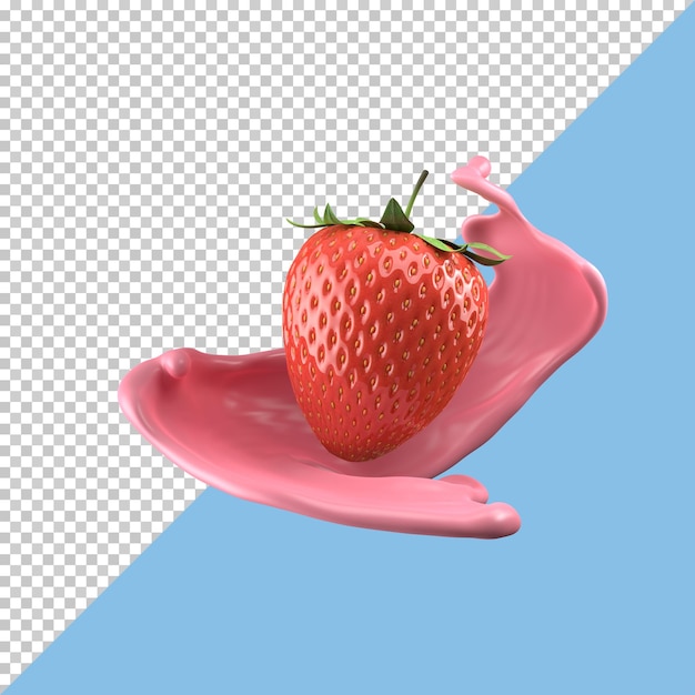 Strawberry milk splash isolated pack liquid or Yogurt splash Include clipping path 3d illustration