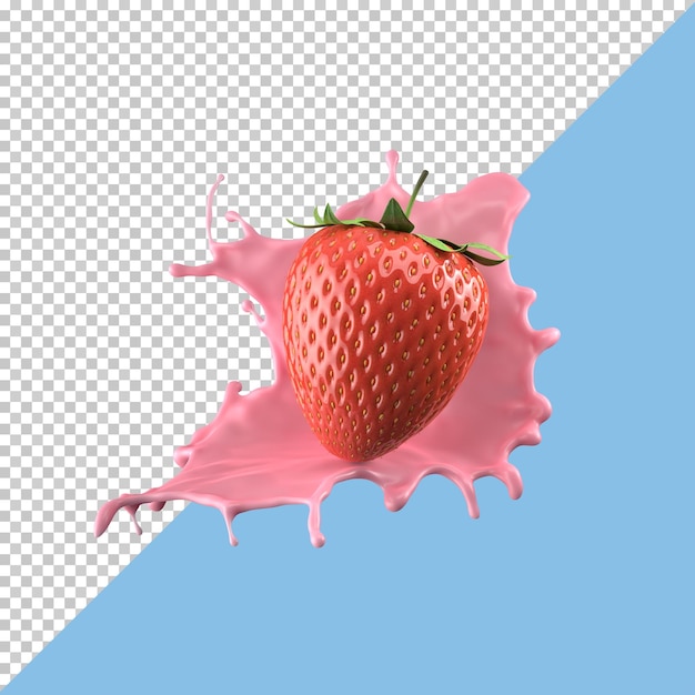 Strawberry milk splash isolated pack liquid or Yogurt splash Include clipping path 3d illustration