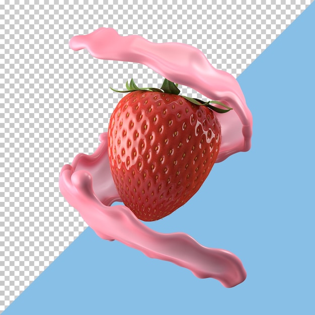 Strawberry milk splash isolated pack liquid or Yogurt splash Include clipping path 3d illustration