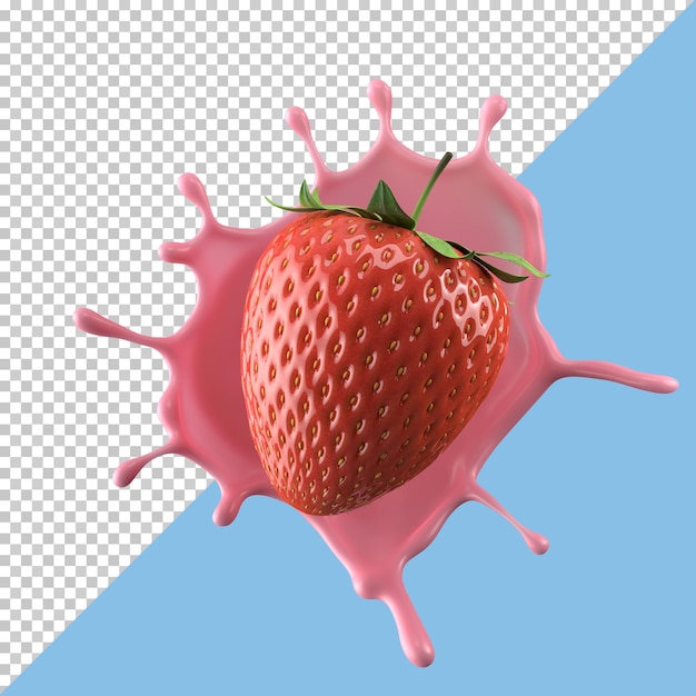 Strawberry milk splash isolated pack liquid or Yogurt splash Include clipping path 3d illustration