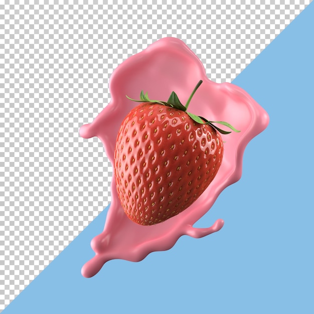 Strawberry milk splash isolated pack liquid or Yogurt splash Include clipping path 3d illustration