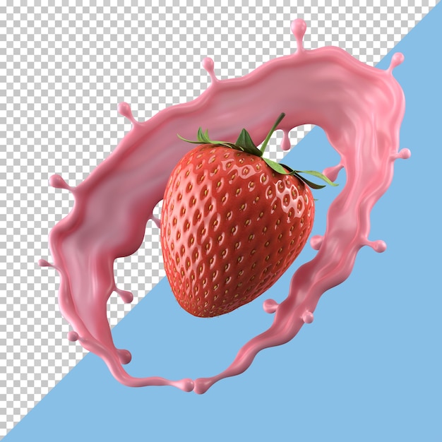 Strawberry milk splash isolated pack liquid or Yogurt splash Include clipping path 3d illustration