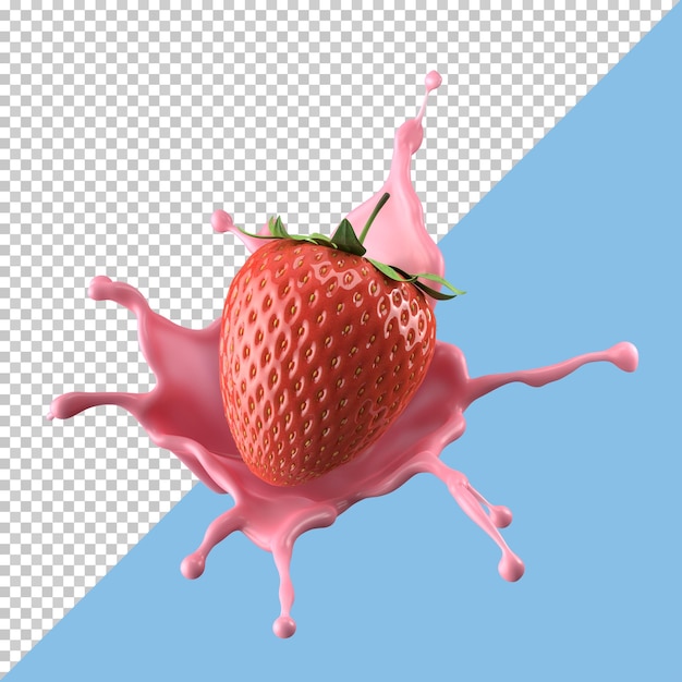 Strawberry milk splashes isolated on background