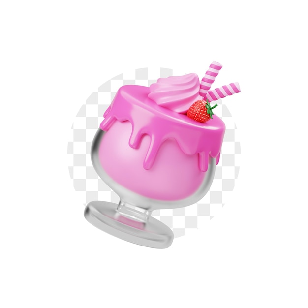 Strawberry Milkshake 3D Illustration