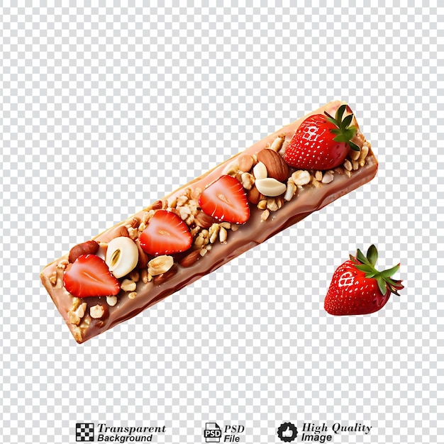 strawberry oat and nut bar isolated on transparent background