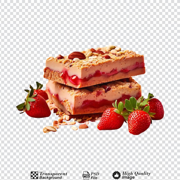 strawberry oat and nut bar isolated on transparent background