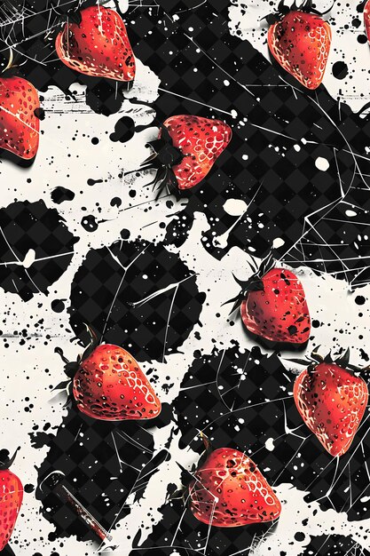 Strawberry Tops With Shattered Glass and Rusty Nails Silhoue Creative Texture Background Designs