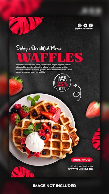 Strawberry Waffles Menu Instagram Story Template