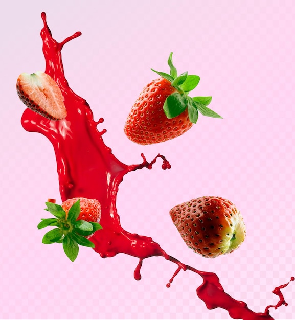 strawberry with a big red juice splash