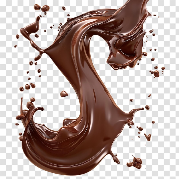 A stream of melted chocolate isolated on transparent background