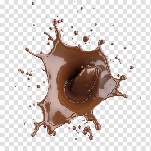 A stream of melted chocolate isolated on transparent background