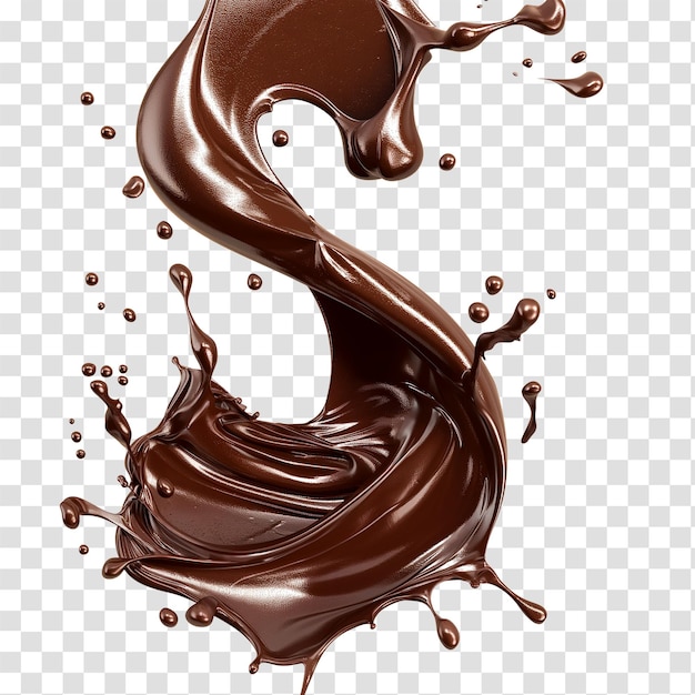 A stream of melted chocolate isolated on transparent background