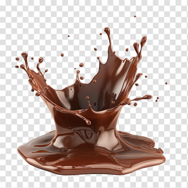 A stream of melted chocolate isolated on transparent background