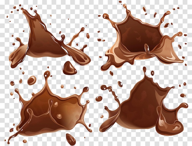 A stream of melted chocolate isolated on transparent background