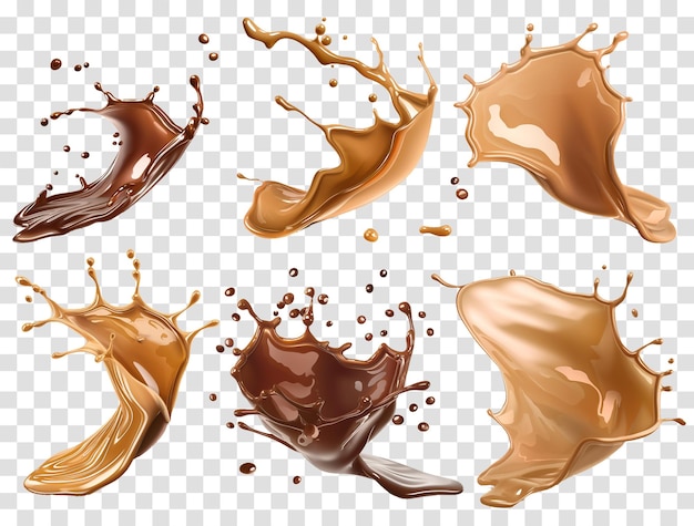 A stream of melted chocolate isolated on transparent background