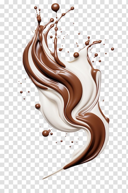 A stream of melted chocolate isolated on transparent background