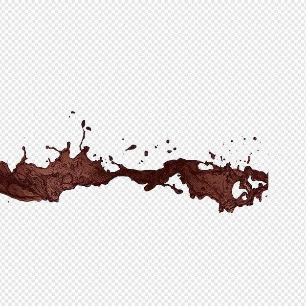 A stream of melted chocolate isolated on a transparent background