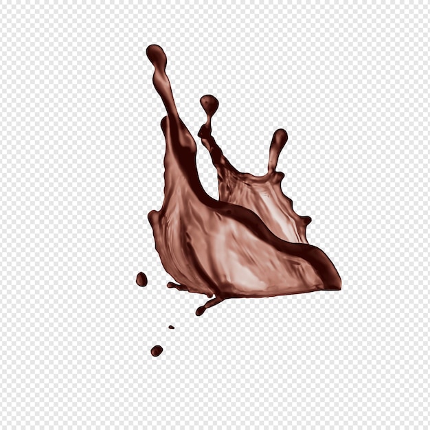 A stream of melted chocolate isolated on a transparent background