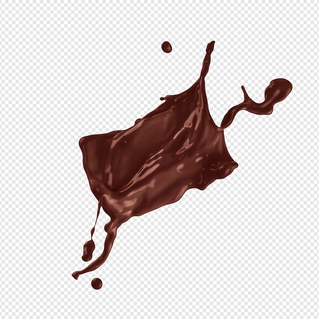 A stream of melted chocolate isolated on a transparent background