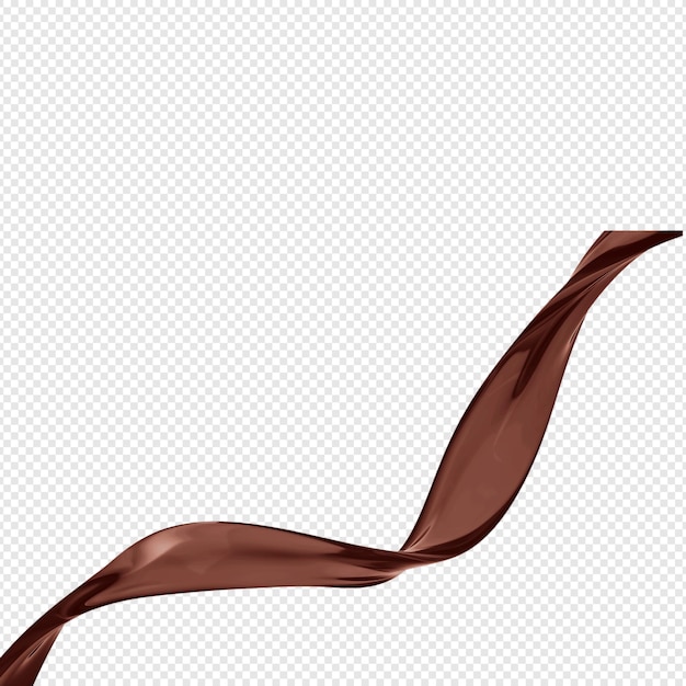 A stream of melted chocolate isolated on a transparent background