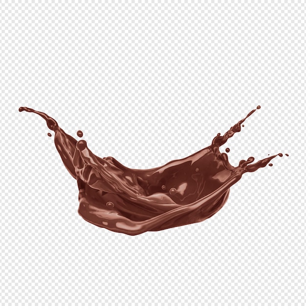 A stream of melted chocolate isolated on a transparent background