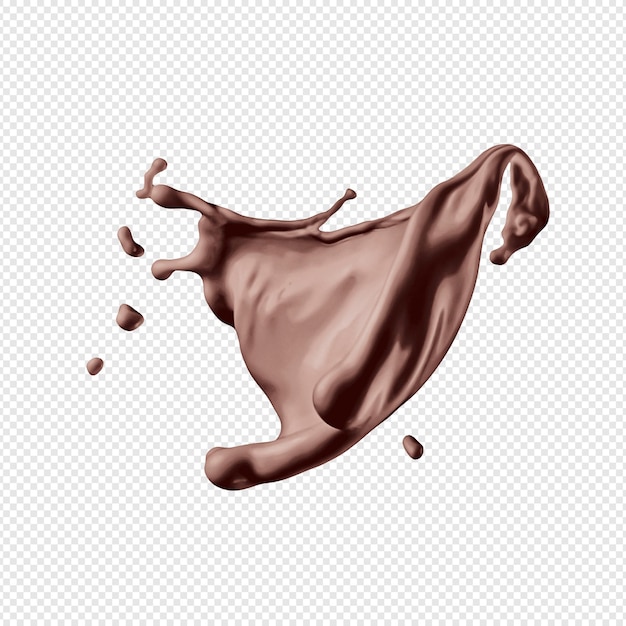 A stream of melted chocolate isolated on a transparent background