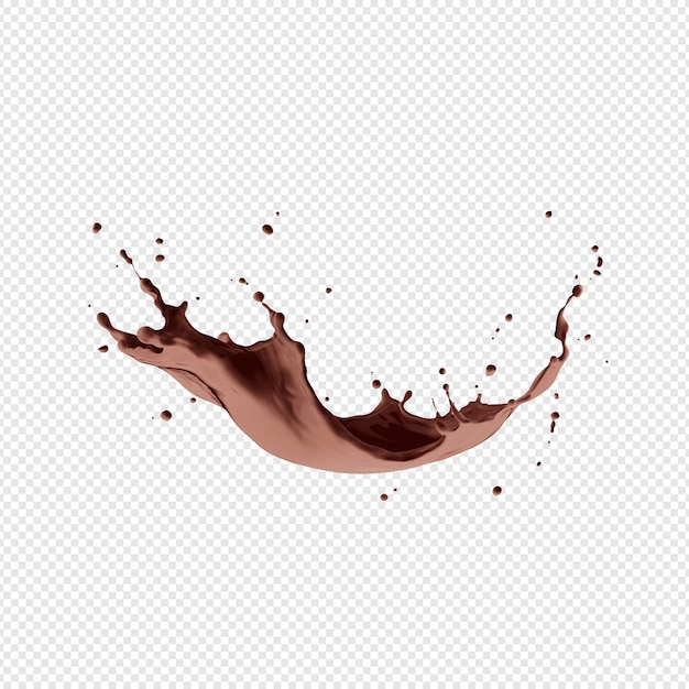 A stream of melted chocolate isolated on a transparent background