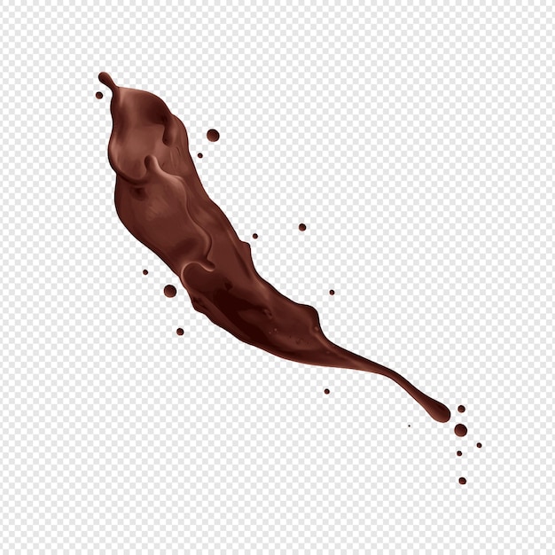 A stream of melted chocolate isolated on a transparent background