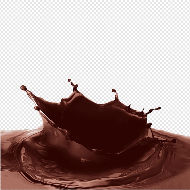 A stream of melted chocolate isolated on a transparent background