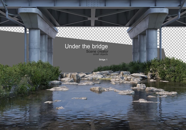 Stream and plants under the bridge