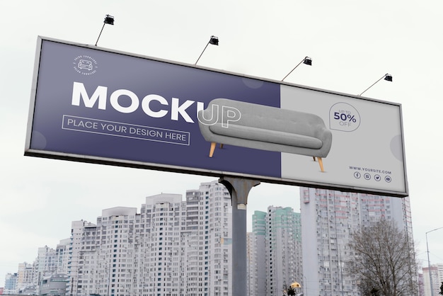 Street billboard display mock-up outdoors