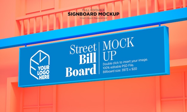 Street billboard or signboard mockup