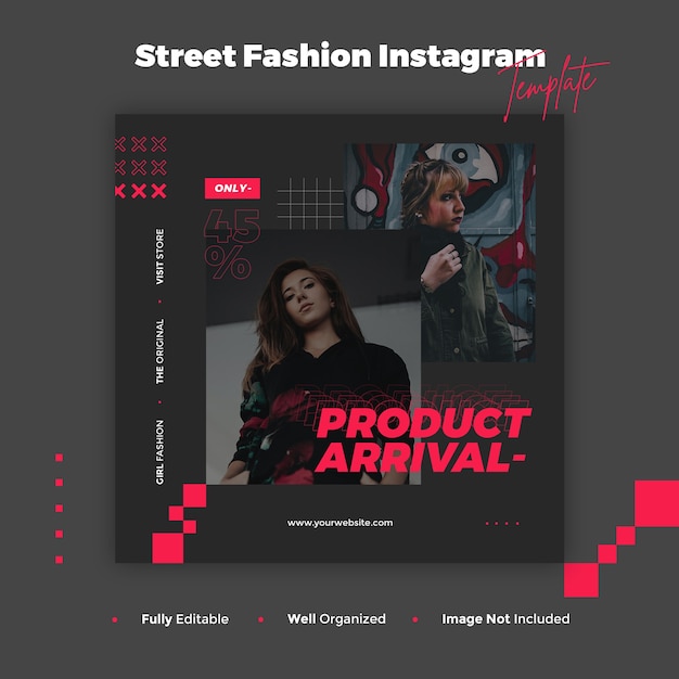 Street Fashion Instagram Post and Banner Template