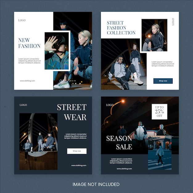 PSD street fashion social media post collection