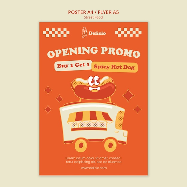 PSD street food fest flyer template