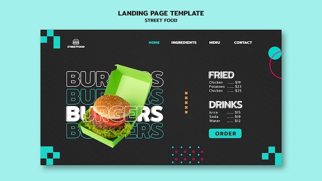 PSD street food festival landing page template