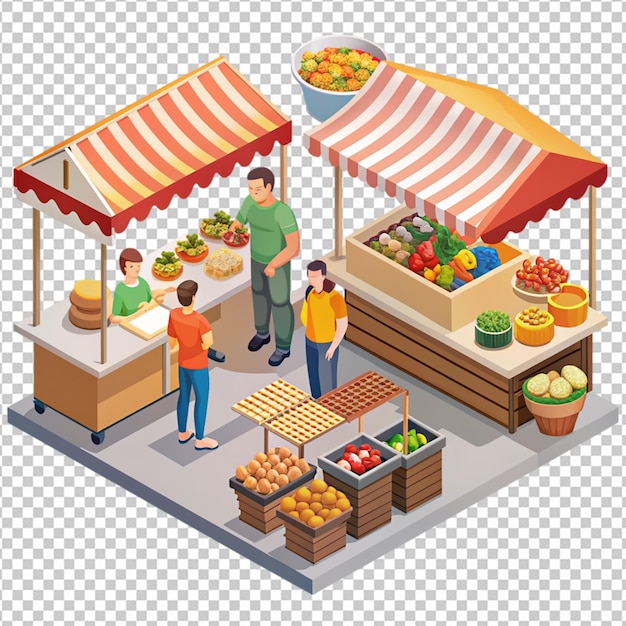 PSD street food market on white background