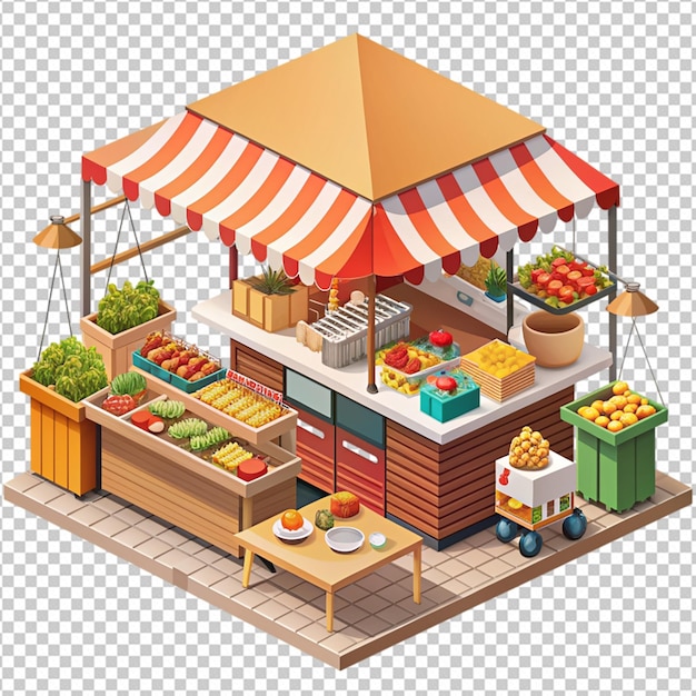 PSD street food market on white background