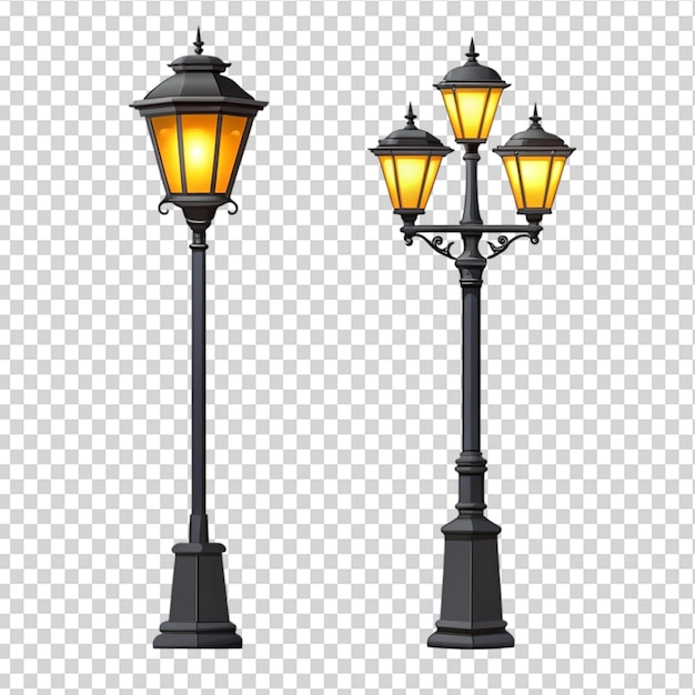 PSD street lamp isolated on transparent background