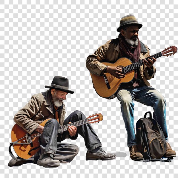 PSD street musicians transparent background realistic element