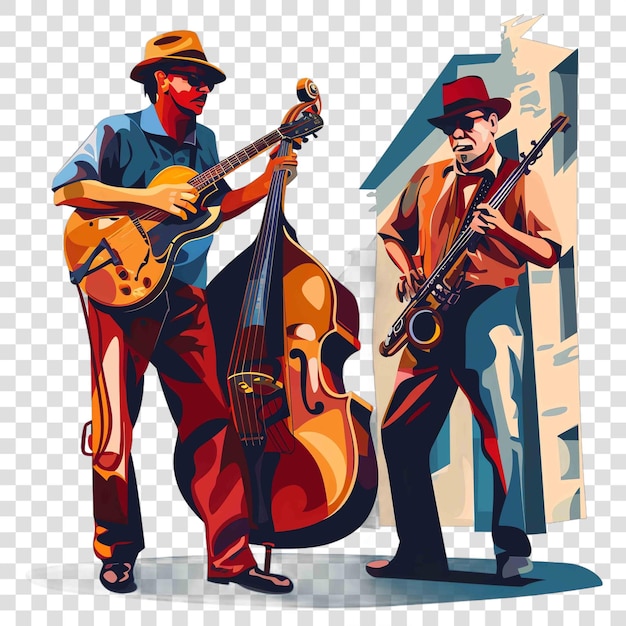 PSD street musicians transparent background vector element