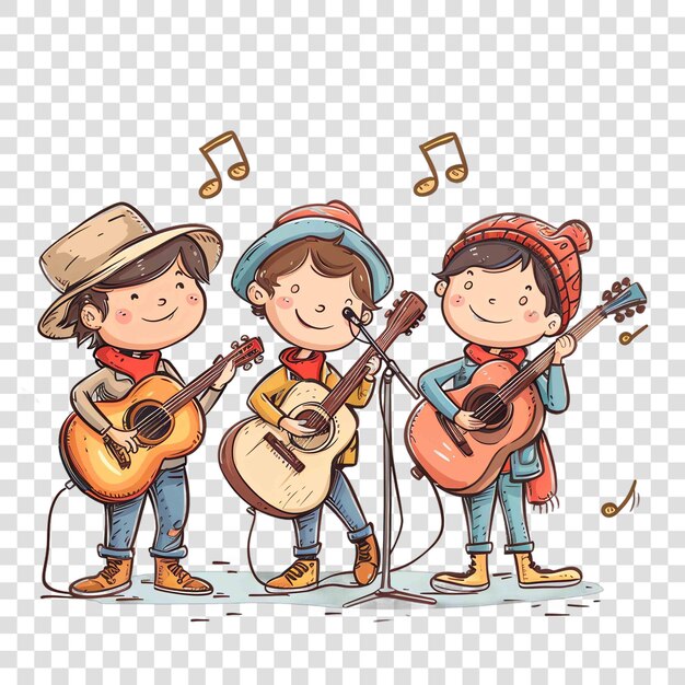 PSD street musicians transparent background watercolor clipart