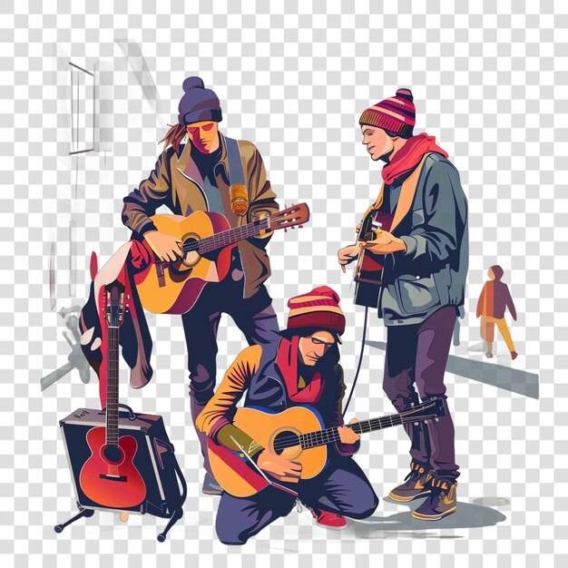 PSD street performers transparent background vector element