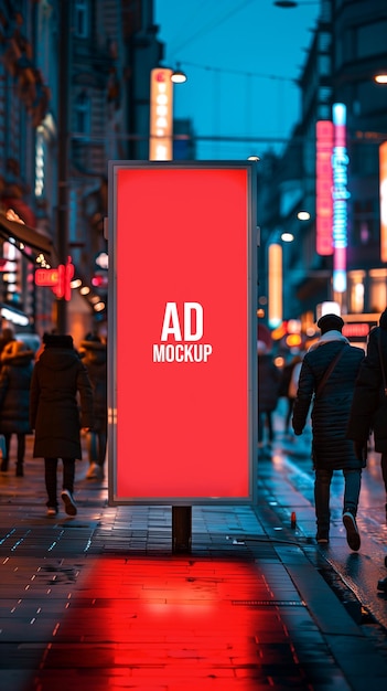 street poster board mockup on the city background