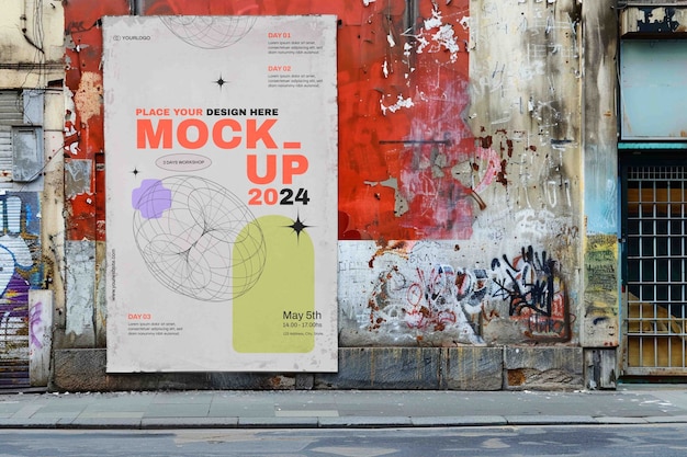 PSD street poster mockup design