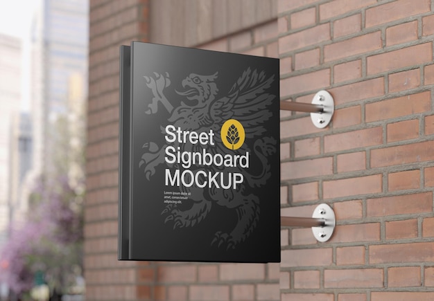 Street Signboard Wall Mockup 3D render